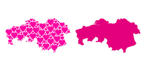 Love collage and solid map of North Brabant Province. Collage map of North Brabant Province designed with pink valentine hearts. Vector flat illustration for love abstract illustrations.