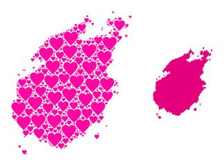 Love collage and solid map of Paros Island. Mosaic map of Paros Island is formed with pink lovely hearts. Vector flat illustration for love conceptual illustrations.