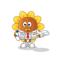 sun flower pilot mascot. cartoon vector