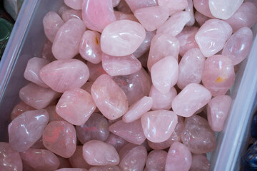 tumbled Rose Quartz gem stone as mineral rock