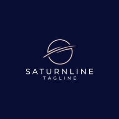 Saturn planet logo design with clean outline style. © ditjoypro