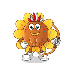 sun flower native american tribe character. cartoon mascot vector