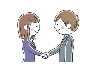 握手をする日本人ビジネスマンのイラスト