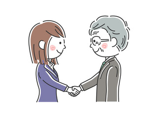 握手をする日本人ビジネスマンのイラスト