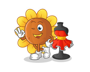 sun flower fashion designer vector. cartoon character