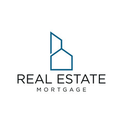Real estate logo design with line vector graphic