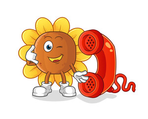 sun flower call mascot. cartoon vector