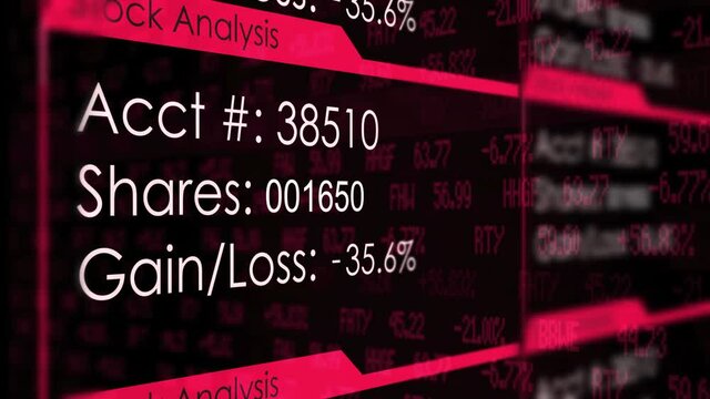 Red stock market trading app interface for investing - futuristic concept - stock market crash