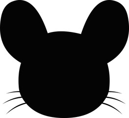 Vector illustration of the silhouette of the head of a mouse