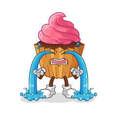 cup cake crying illustration. character vector