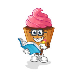 cup cake geek cartoon. cartoon mascot vector