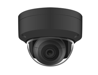 Round black surveillance camera