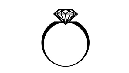 Engagement diamond ring icon, Wedding ring logo illustration.
