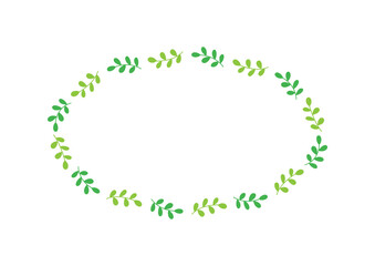 Green branch ellipse frame isolated on white background.