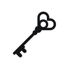 Black vintage key icon isolated on white background. 