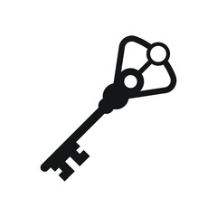Black vintage key icon isolated on white background. 