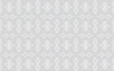A complex geometric volumetric convex 3D pattern for design and decoration. Ethnic embossed white background based on Africa, Mexico. 