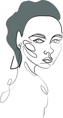 Vector illustration. Single line drawn woman. Abstract art.
