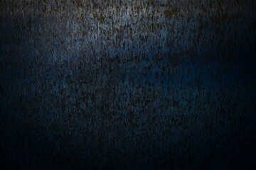 Perfect dark metallic background, scratched steel surface with rusty signs and dark blue overtones.