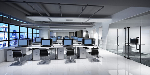 3d render of working office interior