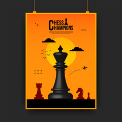 Chess battle competition flyer, concept of business strategy and management
