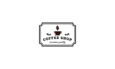 coffee cafe logo with a glass of warm coffee