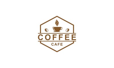coffee cafe logo with a glass of warm coffee