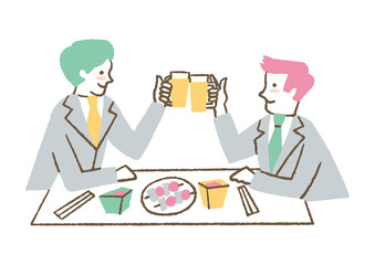 ビールで乾杯している会社員