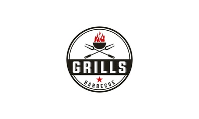 grill bbq logo in white background