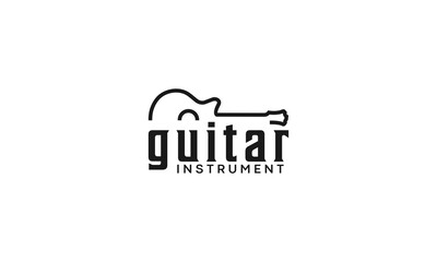 Simple guitar instrument logo on white background