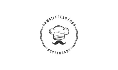 hawaiian restaurant logo with a wave symbol on the side depicting how beautiful the hawaiian beach waves are