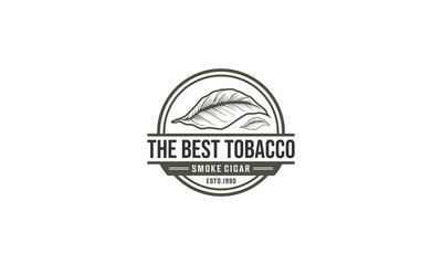 natural looking tobacco leaf illustration logo