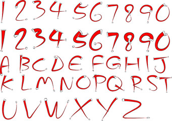 vector cartoon Christmas fonts set