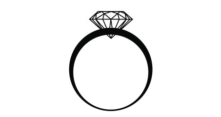 Engagement ring vector EPS 10 logo, diamond ring isolate, logo template. Jewelry ring silhouette with diamond, illustration.