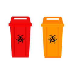 Biohazards bin on white background.