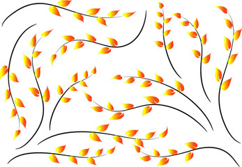 vector drawing leaf set background