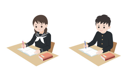 授業風景 勉強をする 手を挙げる 学生 生徒 イラスト素材 Boy Canvas Print B Senryu