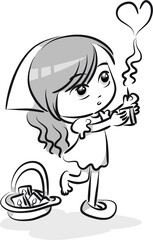 Obraz premium vector cartoon Little match girl