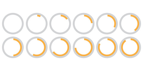Infographic set with Orange circles loading. Ux, ui design concept. Time icon illustration. Chart concept. Stock image. EPS 10.