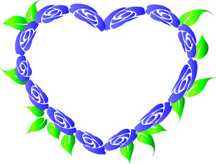 Fototapeta na wymiar vector drawing rose heart shape border frame background design