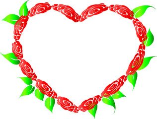 vector drawing rose heart shape border frame background design
