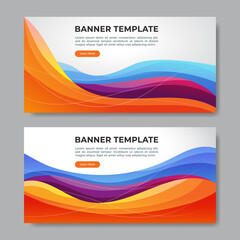 Naklejka premium modern wavy abstract banner template vector 