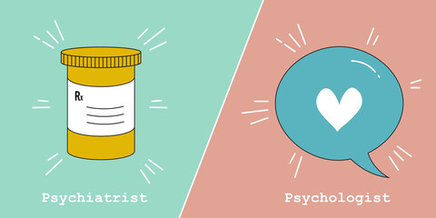 Psychologist vs Psychiatrist vectors 