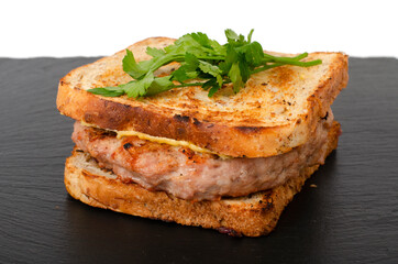 Burger with beef cutlet and grilled toast bread
