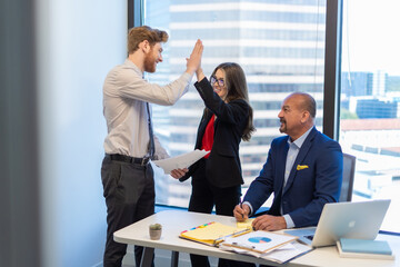 Office employees having a meeting