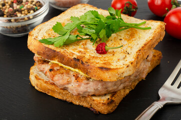 Burger with beef cutlet and grilled toast bread