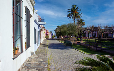 Uruguay, Streets of Colonia Del Sacramento in historic center of Barrio Historico.