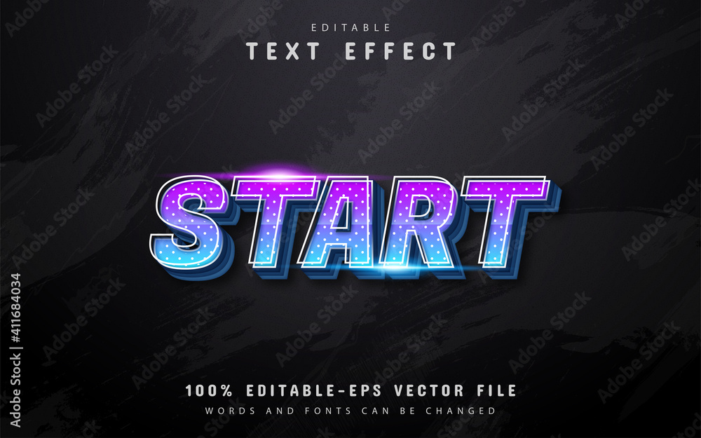 Poster start text, 3d gradient style text effect