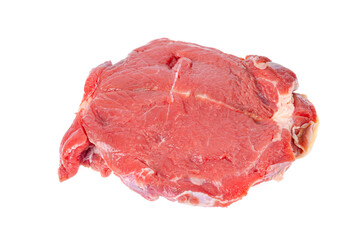 Pieces of fresh red young beef isolated on white background. Studio Photo