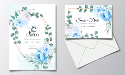 Elegant wedding invitations card with beautiful hand draw floral